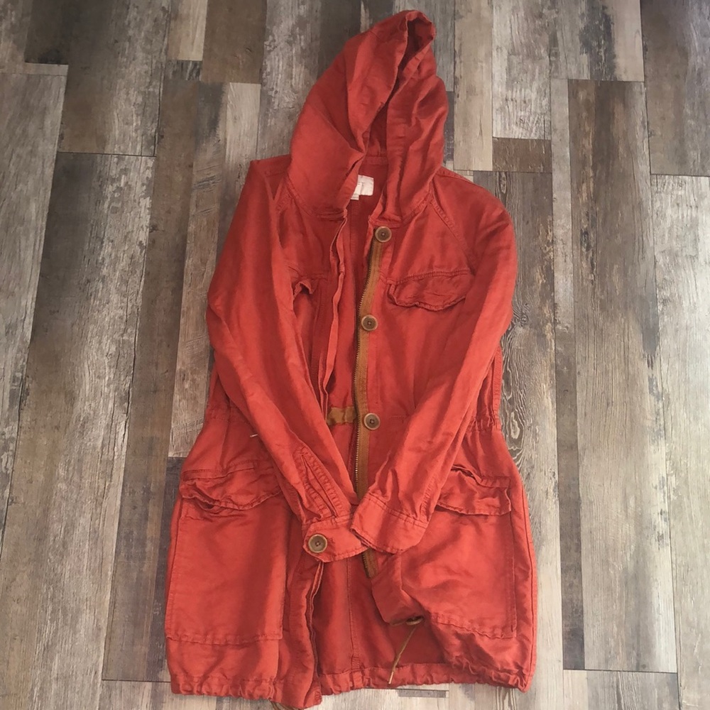 Loft Drawstring Jacket. Coral/Rust Color. Size S. - image 2